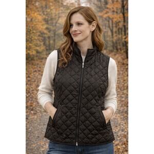 Karen Scott Sports women's black quilted vest PL zip up front lightweight